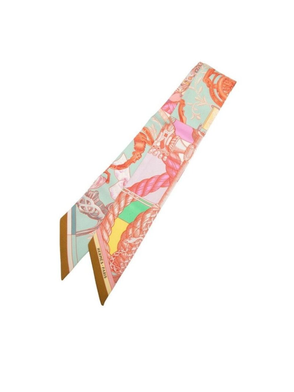 Hermes Twilly Cavalleria D'etriers Scarf Pink Multicolor Silk
